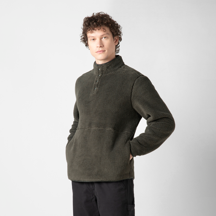 Quarter Snap Sherpa Pullover Shadow side on model