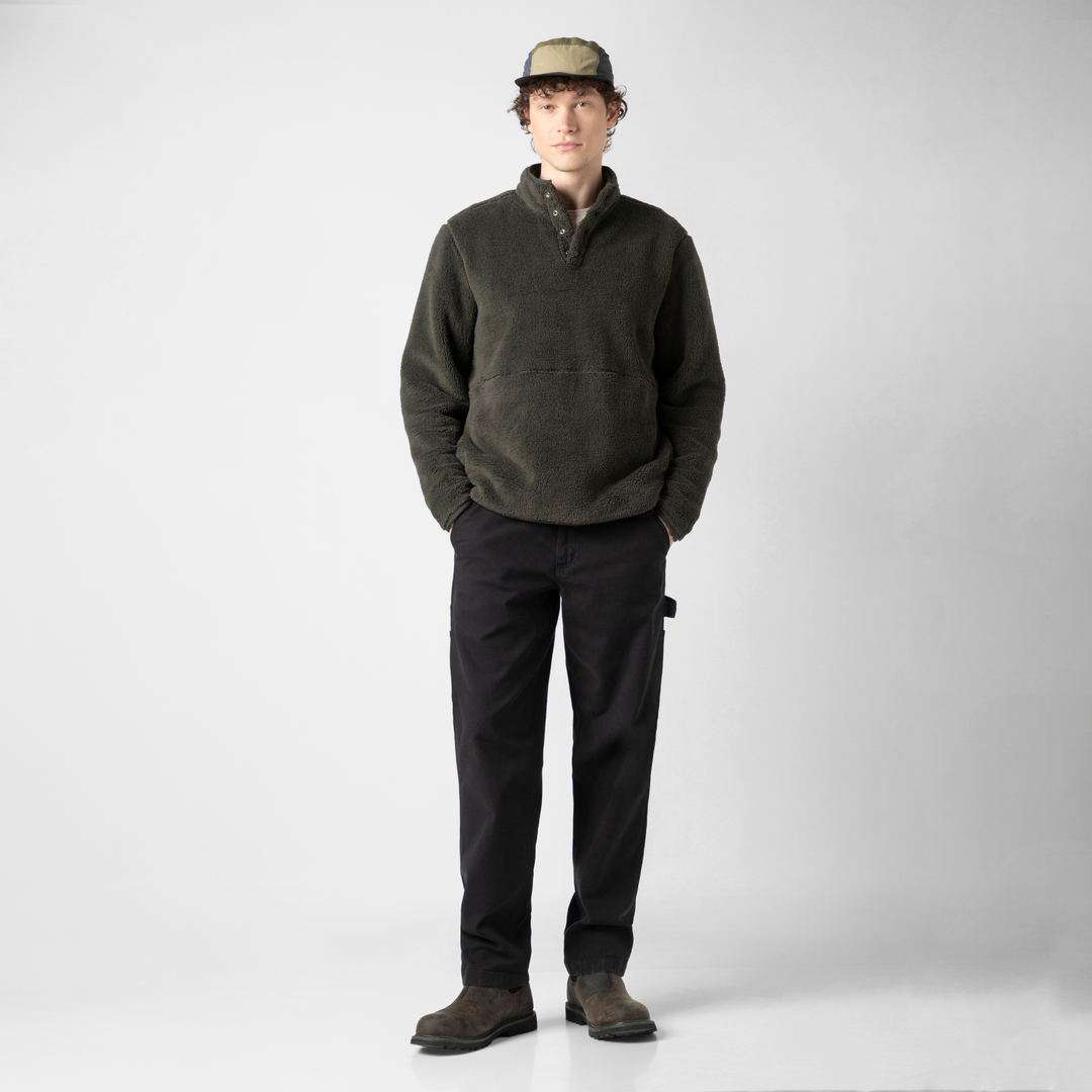 Quarter Snap Sherpa Pullover Shadow full body on model