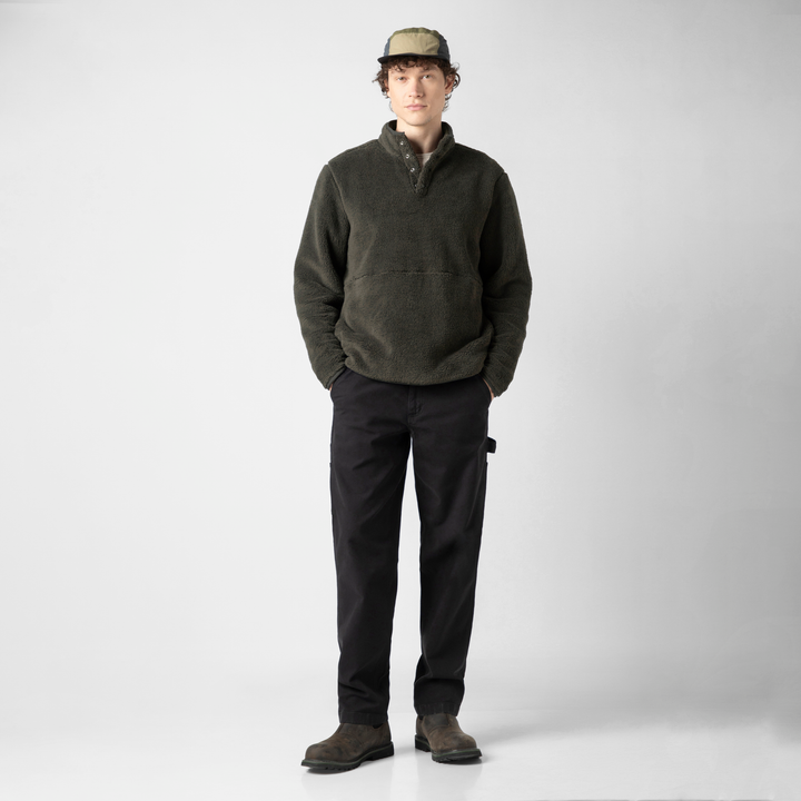Quarter Snap Sherpa Pullover Shadow full body on model