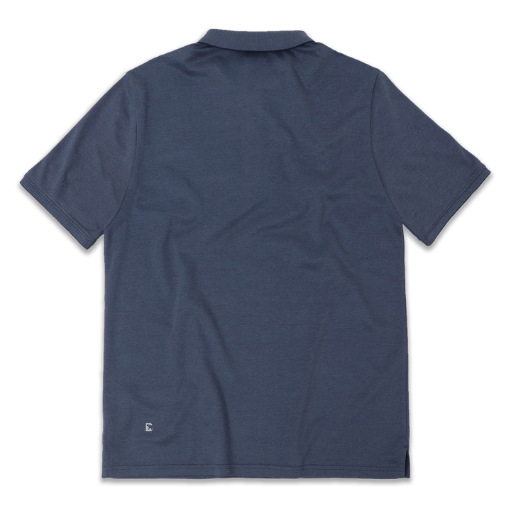 Range Polo Navy back with ribbed collar, ribbed short sleeves, and Bearbottom B logo in bottom left corner