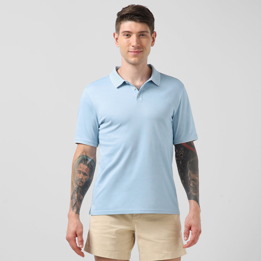 Range Polo Sky Blue front on model