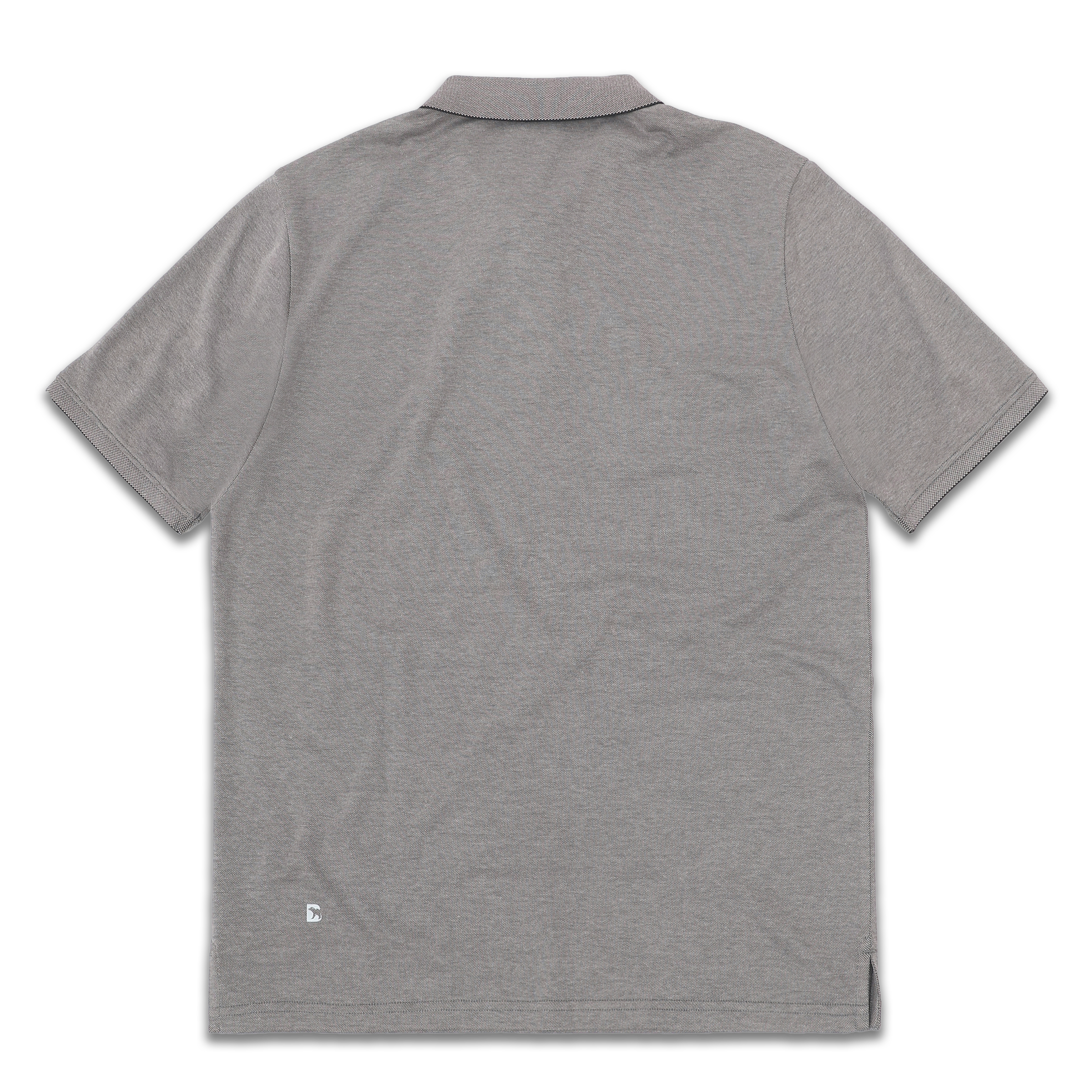 Range Polo Charcoal back with ribbed collar, ribbed short sleeves, and Bearbottom B logo in bottom left corner