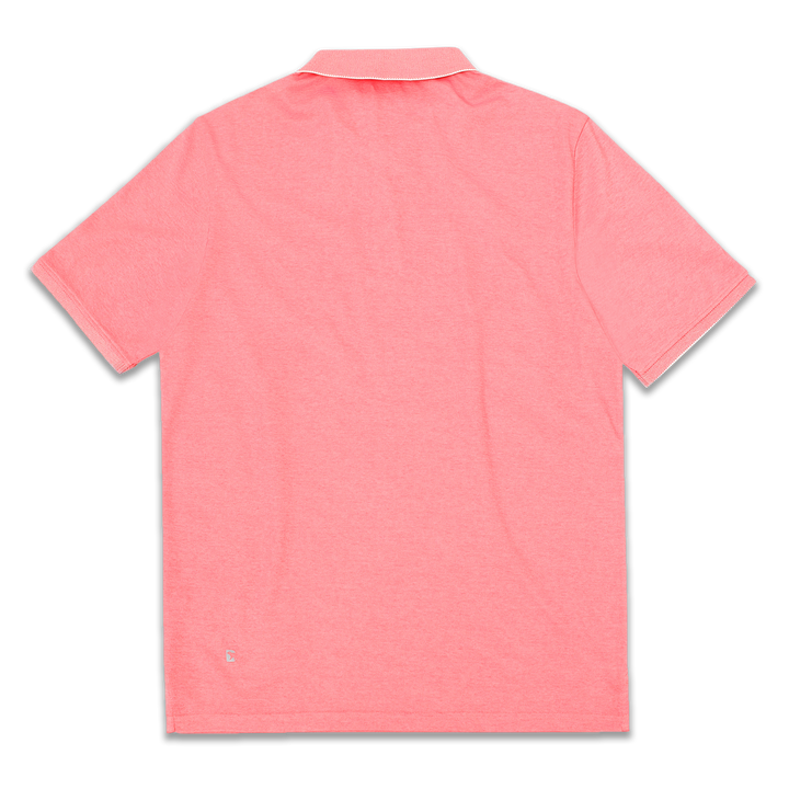 Range Polo Coral back with ribbed collar, ribbed short sleeves, and Bearbottom B logo in bottom left corner