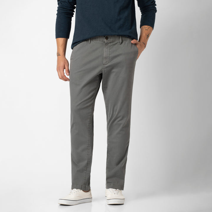 Relaxed Stretch Chino Pant Grey front on model