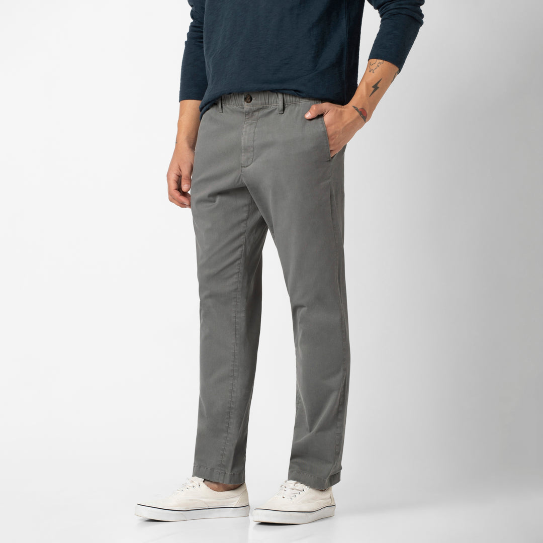 Relaxed Stretch Chino Pant Grey side on model