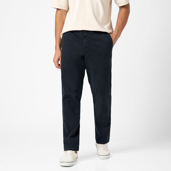 Relaxed Stretch Chino Pant Navy front on model