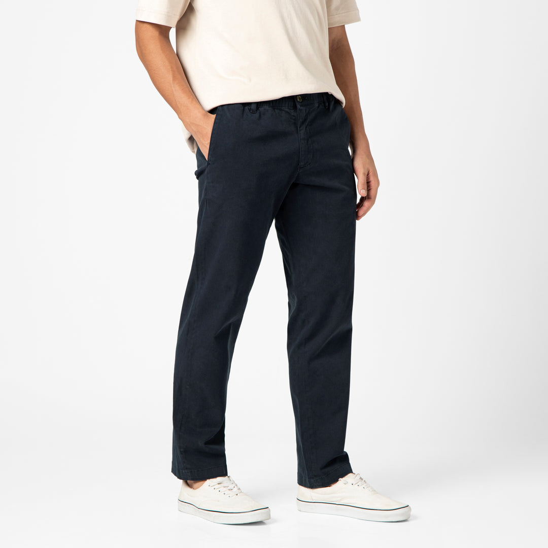 Relaxed Stretch Chino Pant Navy side on model