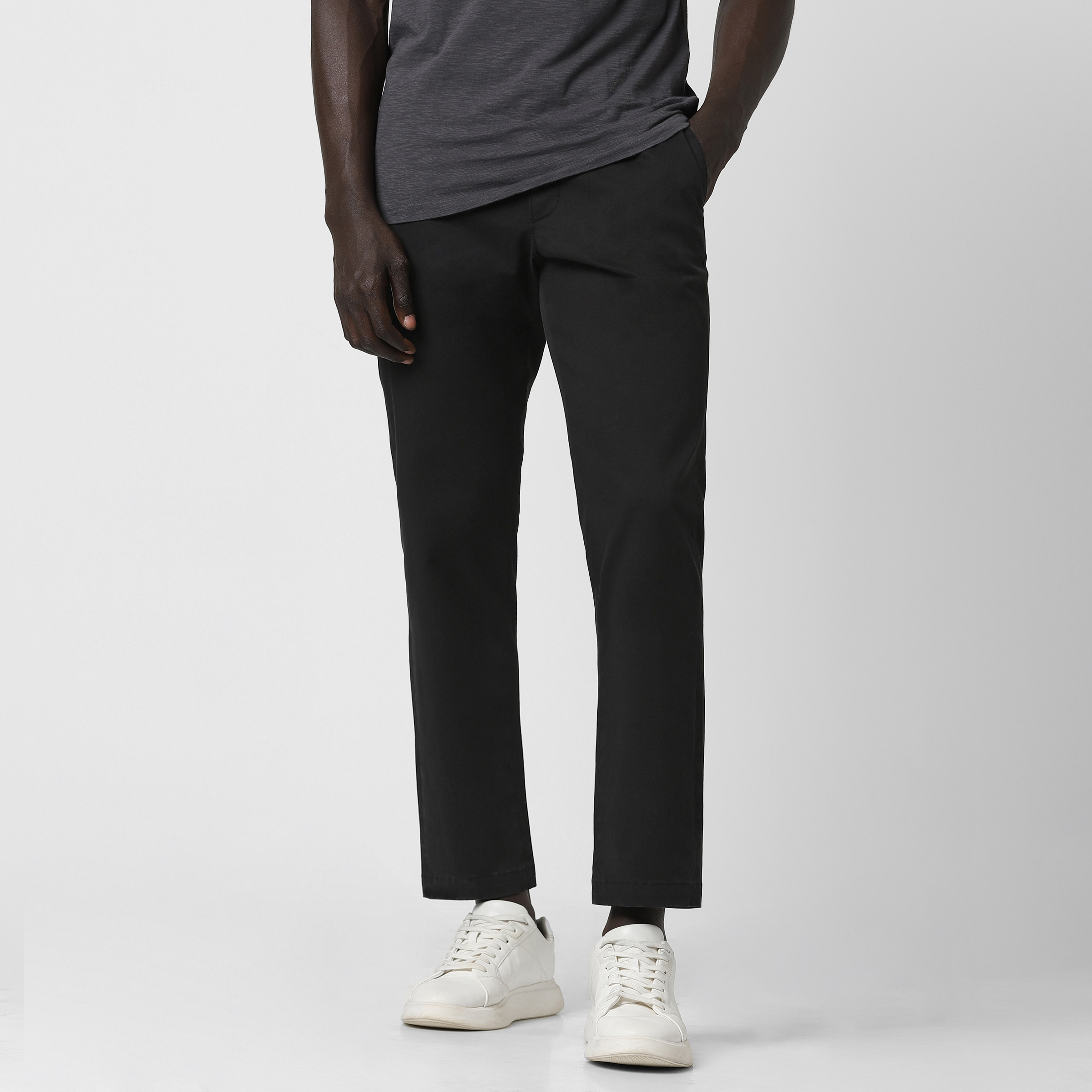 Relaxed Stretch Chino Pant Black front on model