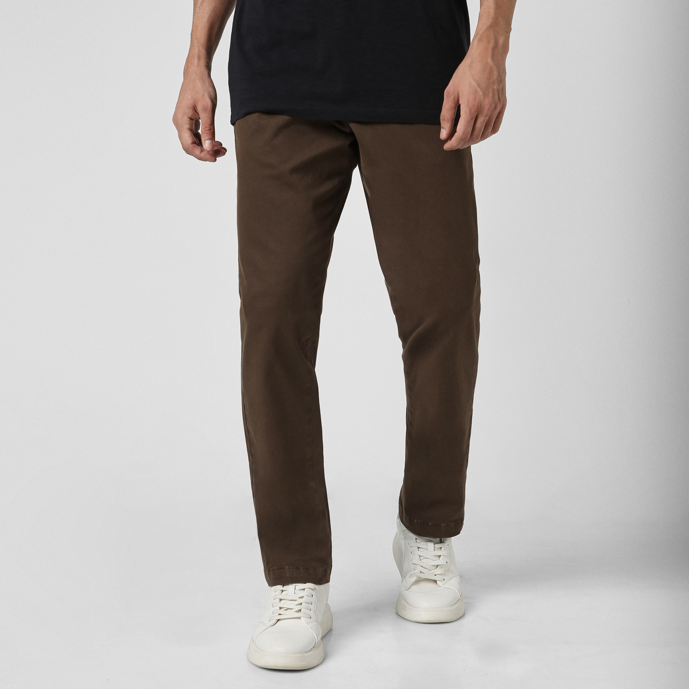 Relaxed Stretch Chino Pant Cocoa front on model