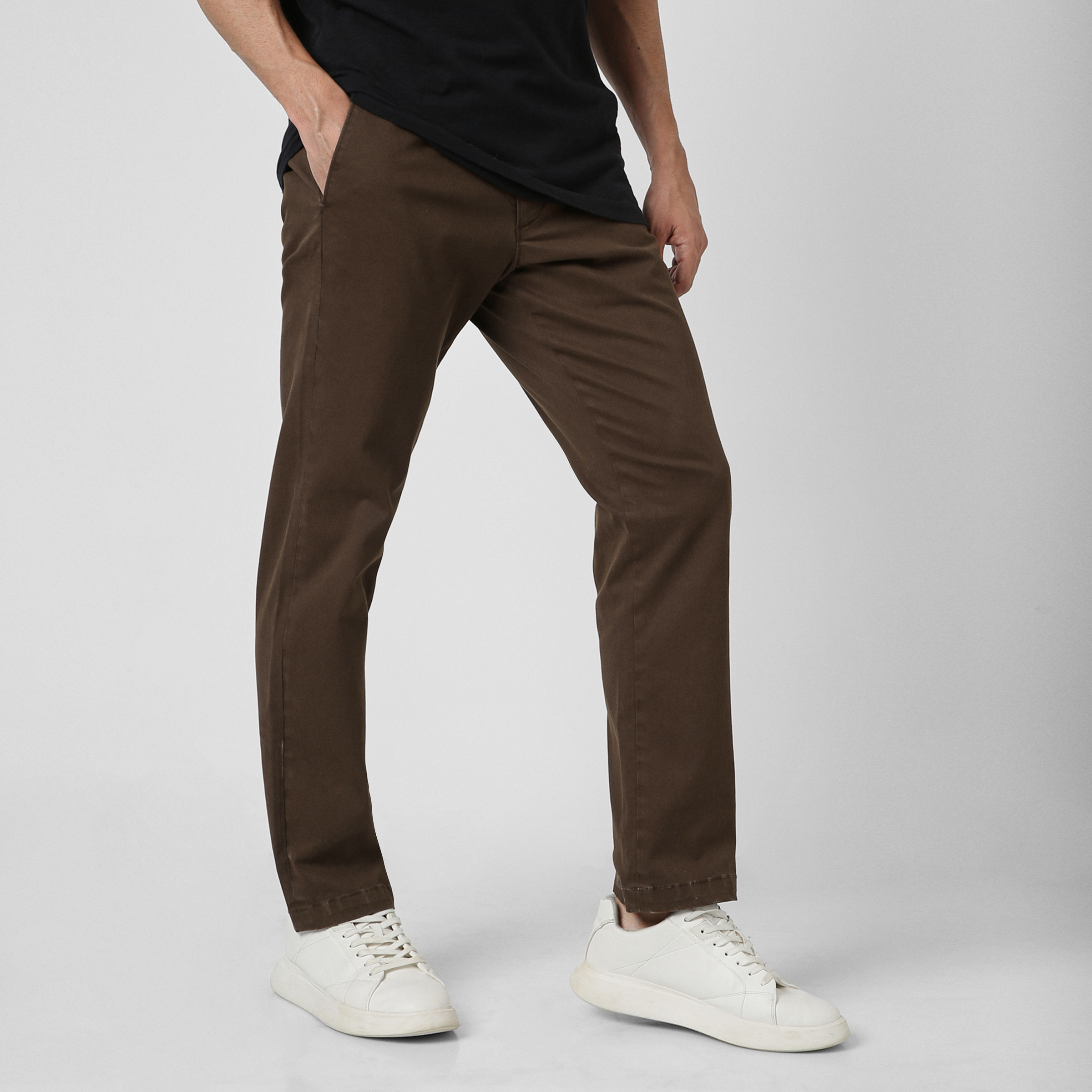 Relaxed Stretch Chino Pant Cocoa side on model