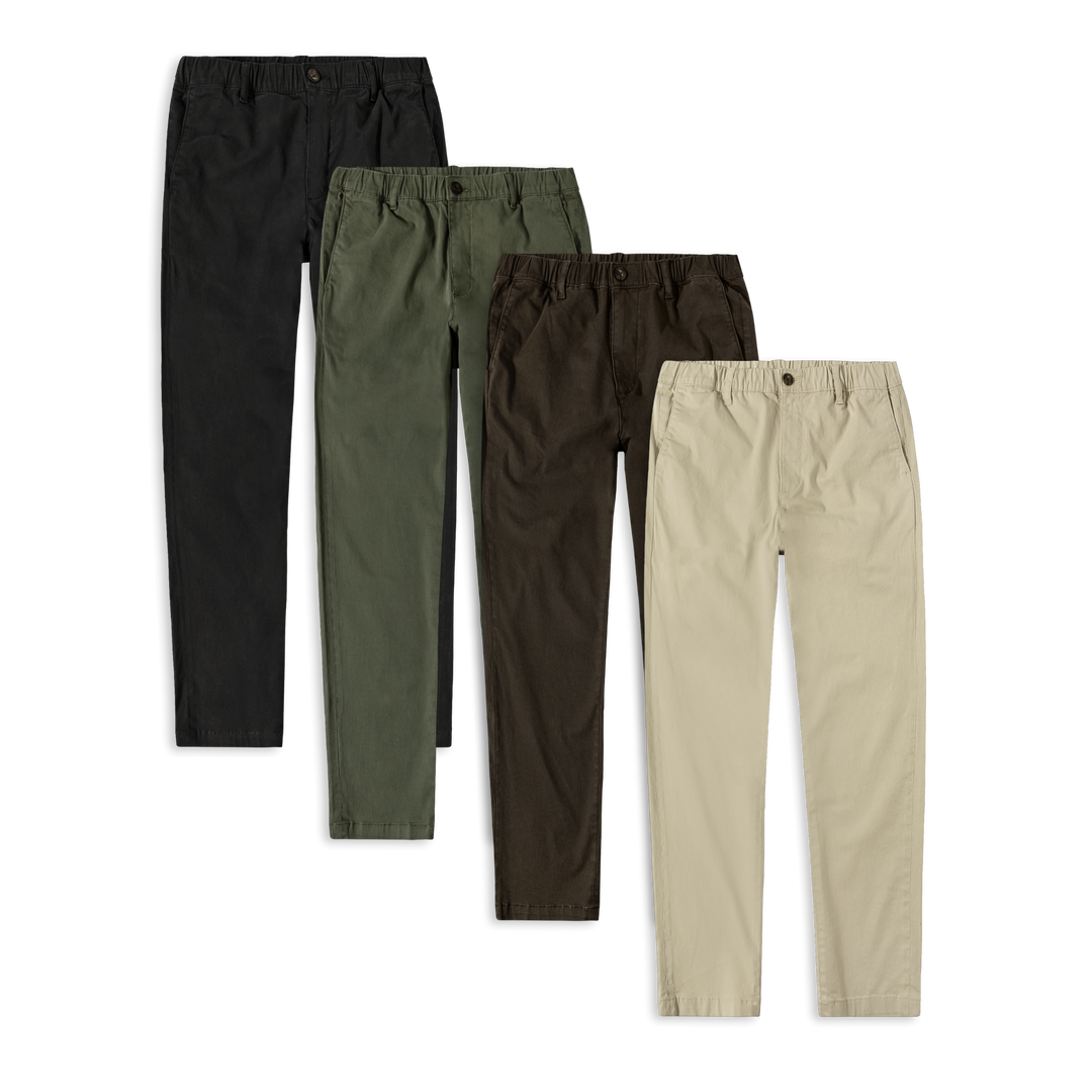 Relaxed Stretch Chino Pant: Stone, Cocoa, Fern, Black