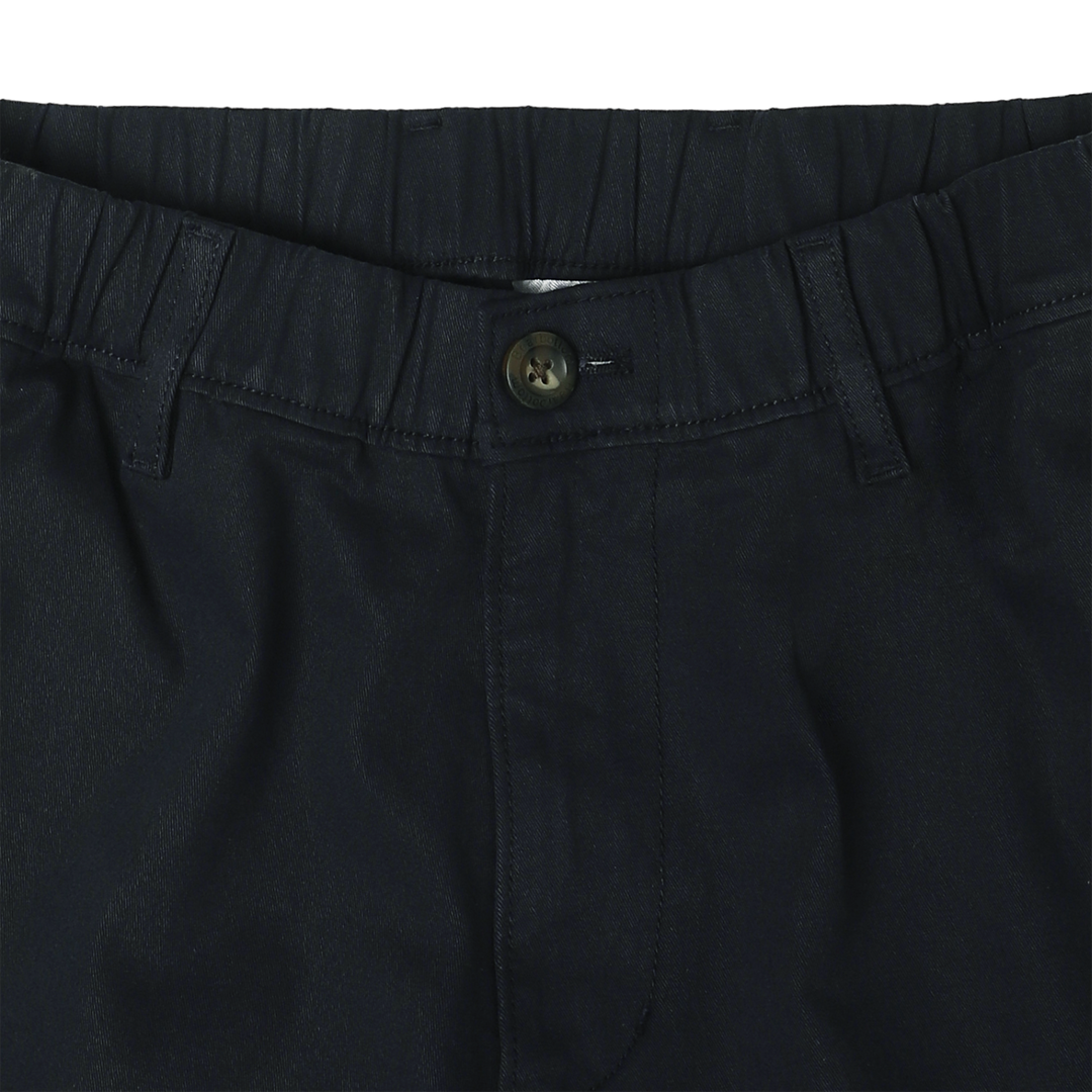 Relaxed Stretch Chino Pant Navy close up elastic waistband