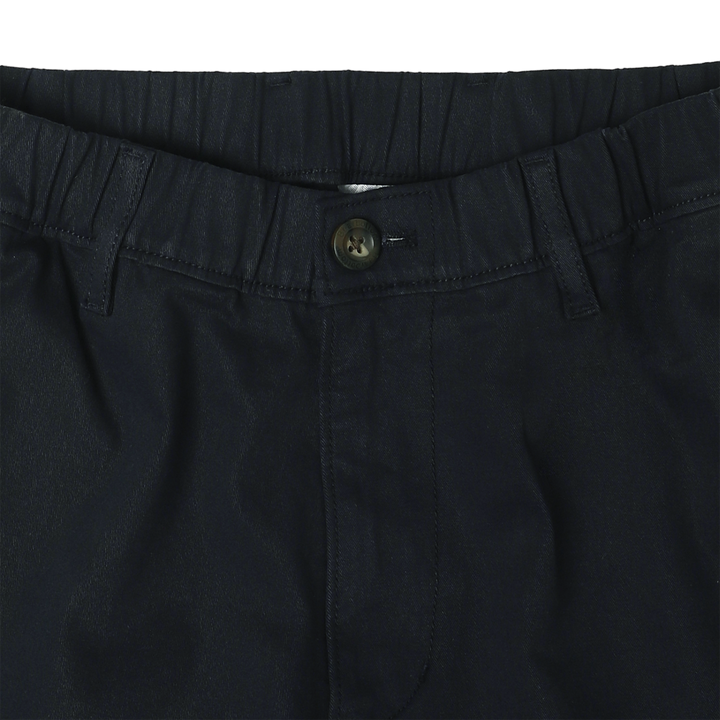 Relaxed Stretch Chino Pant Navy close up elastic waistband