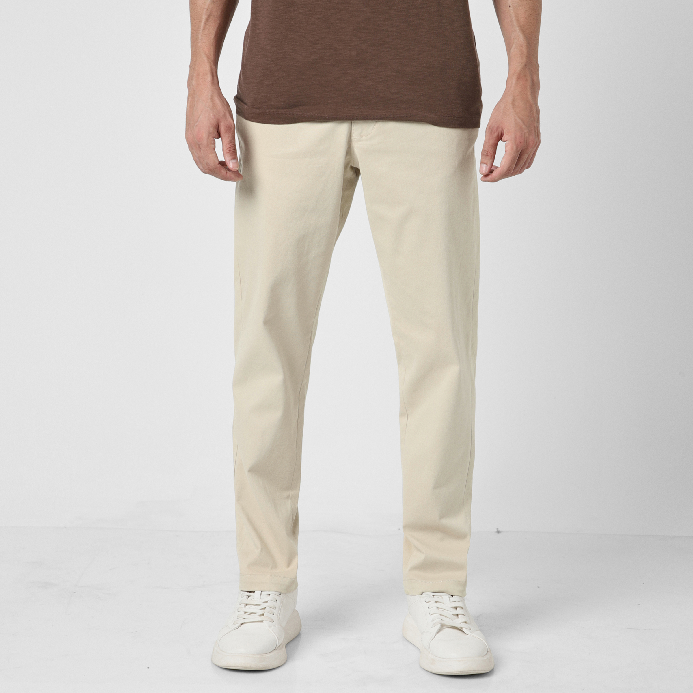 Relaxed Stretch Chino Pant Stone front on model