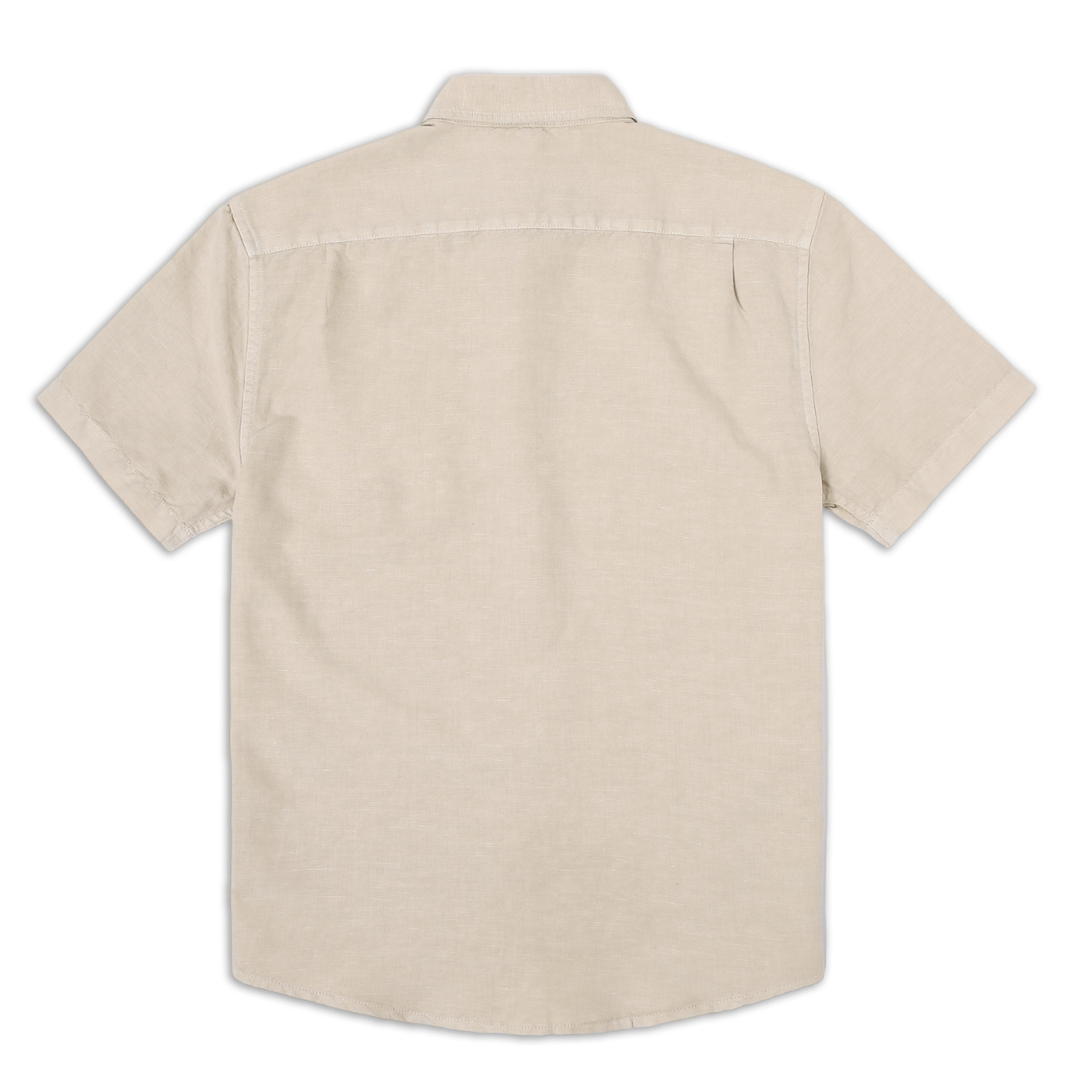 Retreat Linen Shirt Beige back with short sleeves and collar