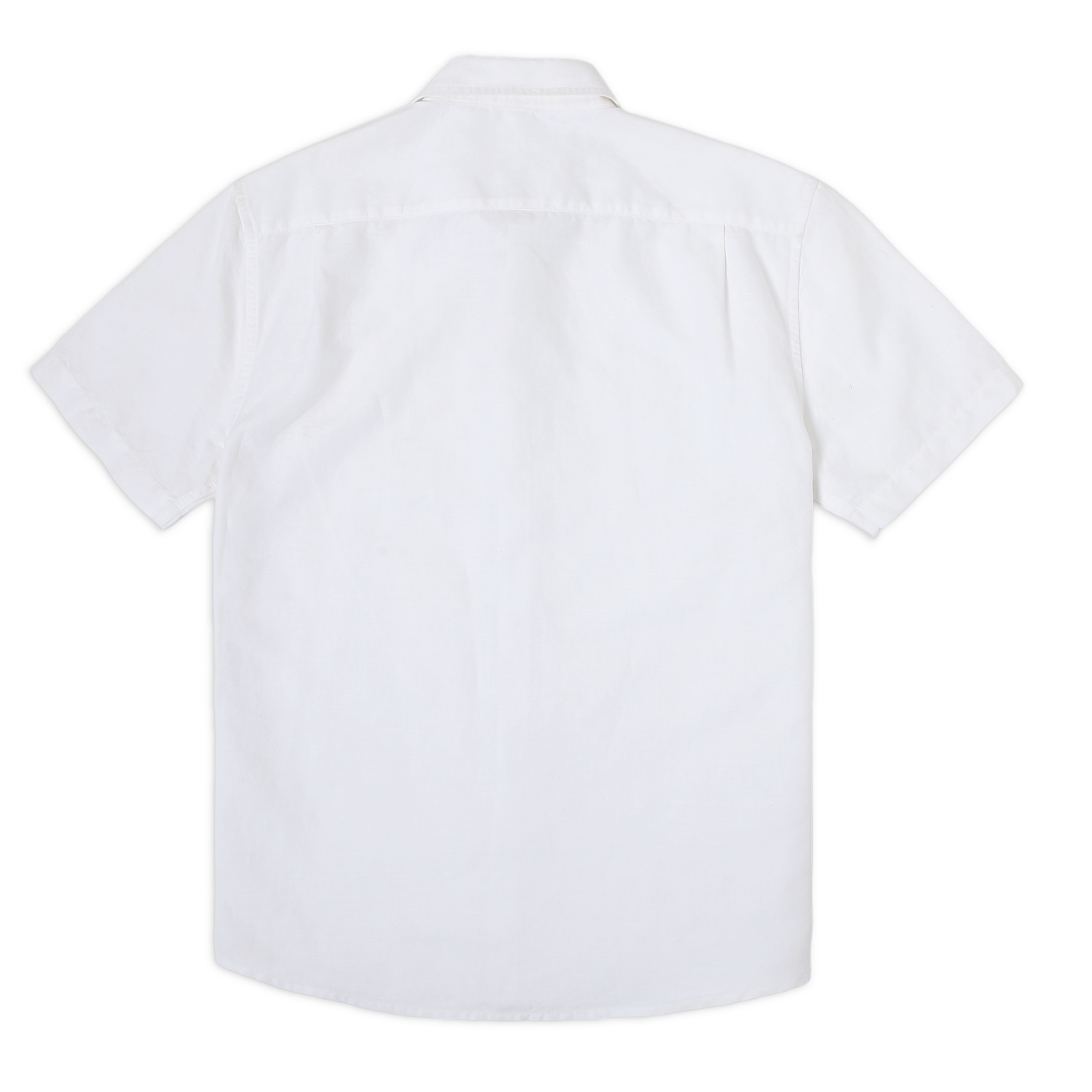 Retreat Linen Shirt White back with short sleeves and collar