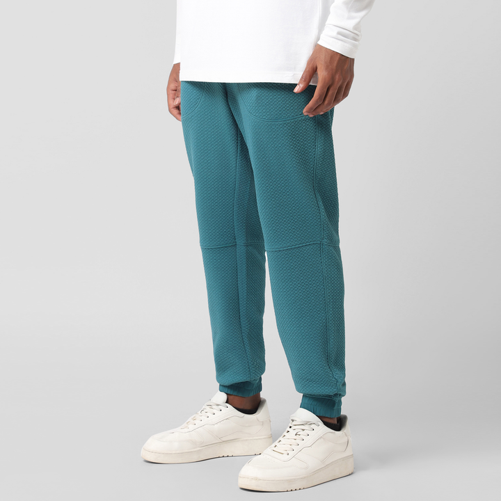 Roam Jogger Dark Teal left side on model