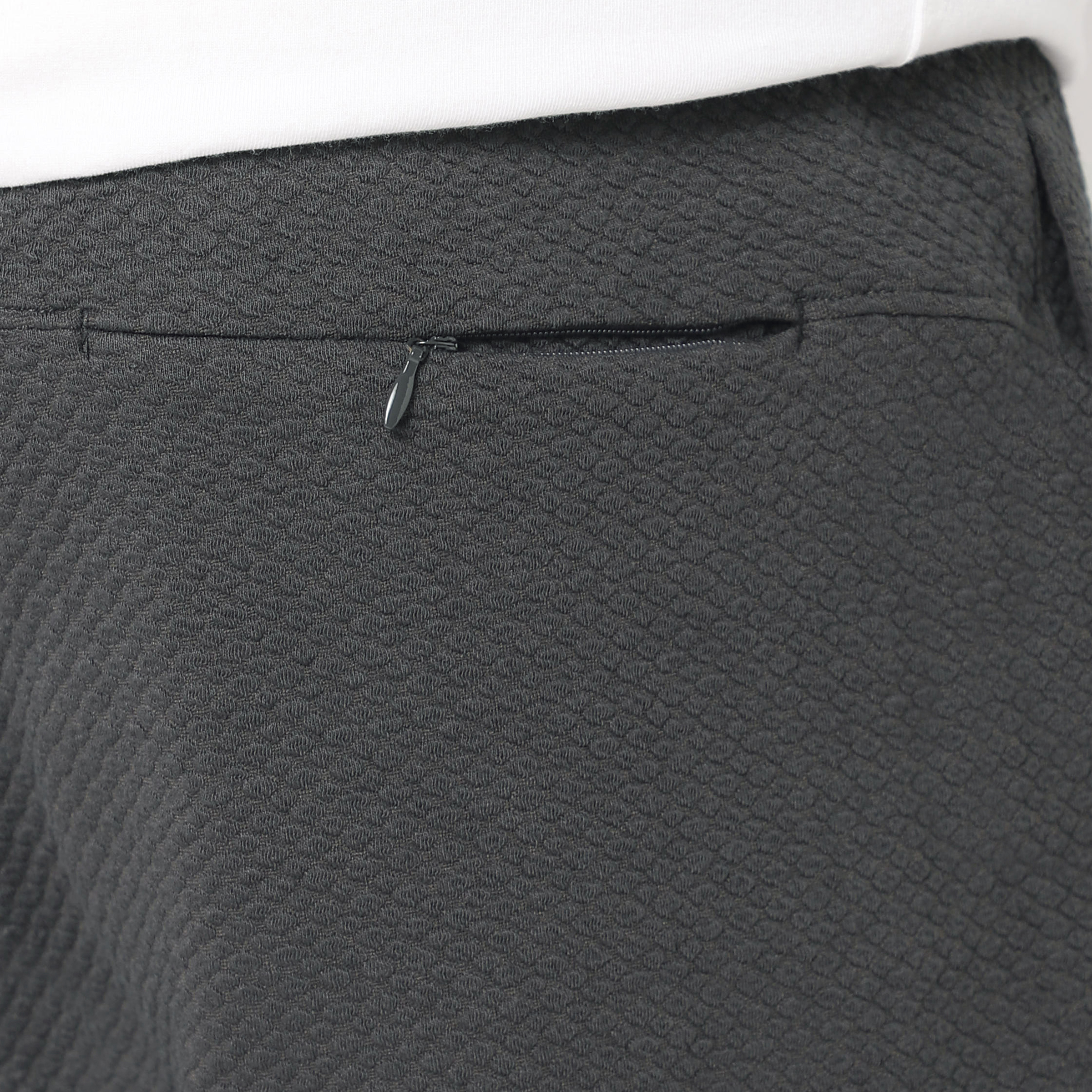 Roam Jogger Coal close up of back zipper pocket