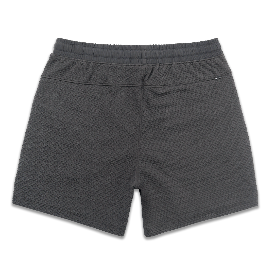 Roam Short 5.5" Coal back with elastic waistband and back right hidden zipper pocket