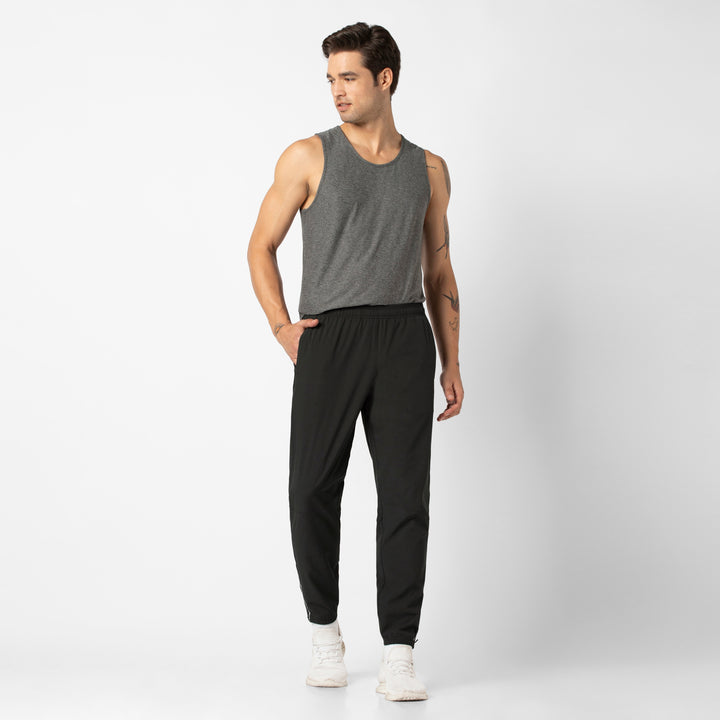 Run Jogger Black worn with Tech Tank Grey