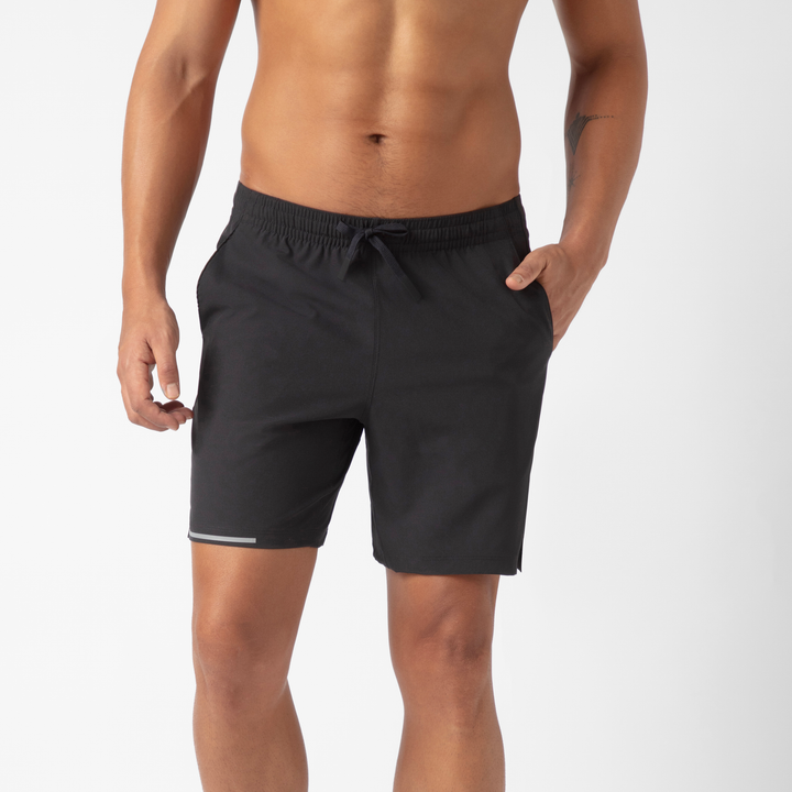 Run Short v2 7" in Black front on model