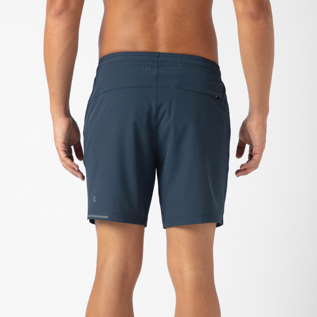 Run Short v2 7" Navy back on model