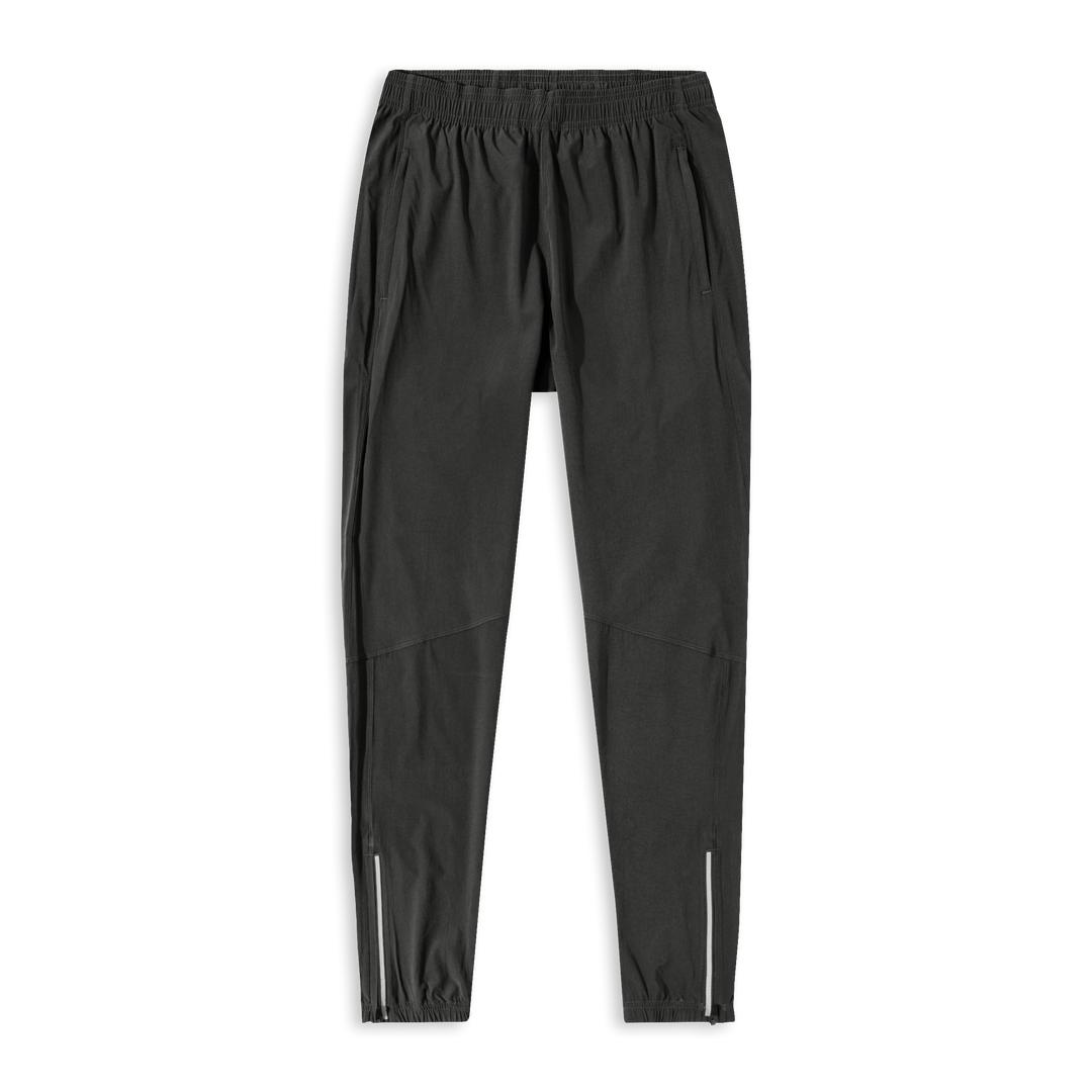 Run Jogger Coal front with Elastic Waistband, Zippered Side Pockets, Zipper at ankles, and Reflective strip at side seam/bottom hem