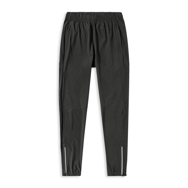 Run Jogger Coal front with Elastic Waistband, Zippered Side Pockets, Zipper at ankles, and Reflective strip at side seam/bottom hem