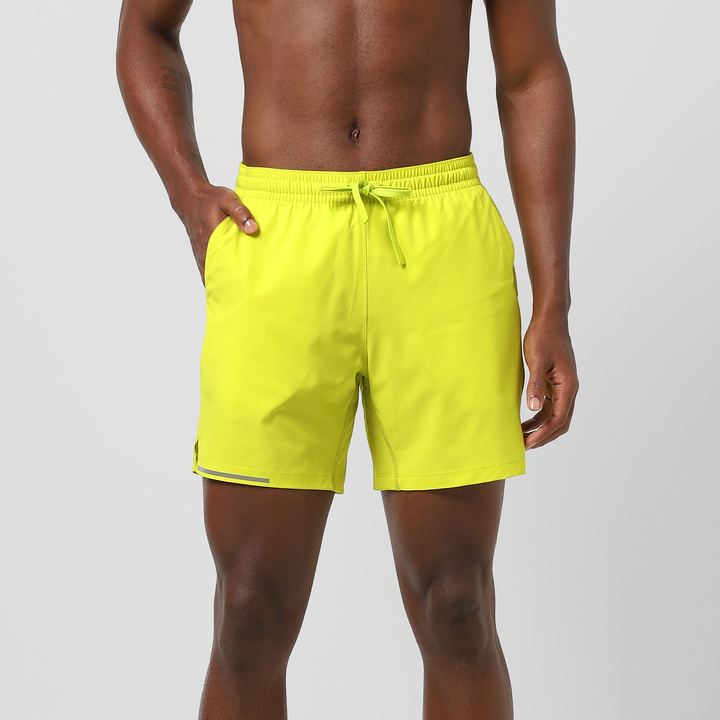 Run Short v2 Electric Yellow front on model