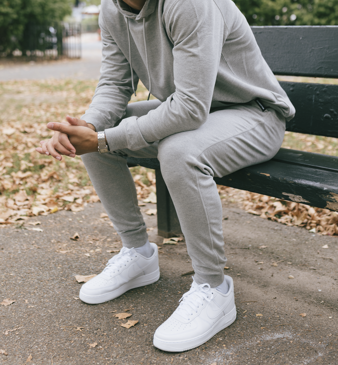 Loft Jogger Heather Grey on Model worn with Loft Hoodie Heather Grey