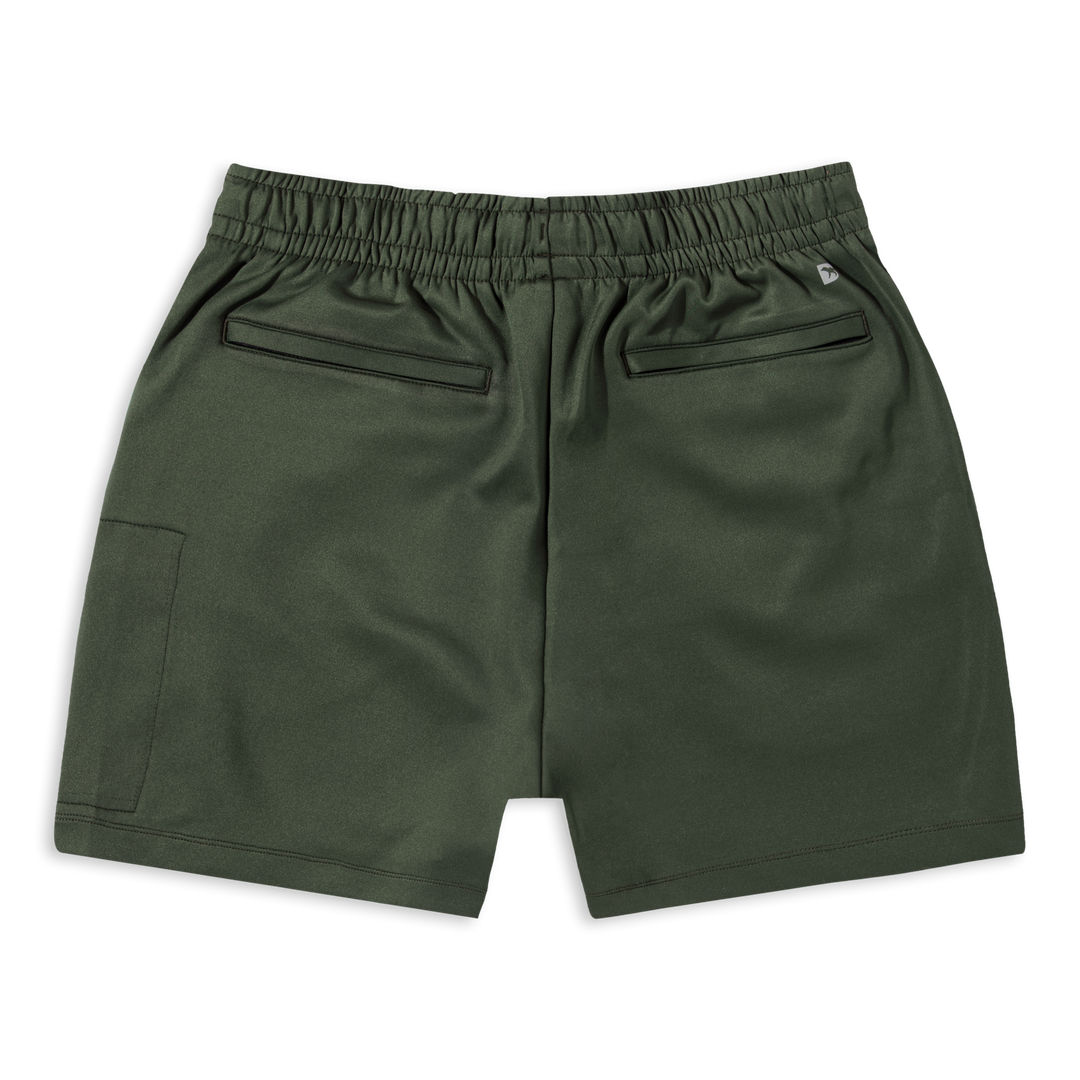 Scuba Short Military Green back with zipper pockets