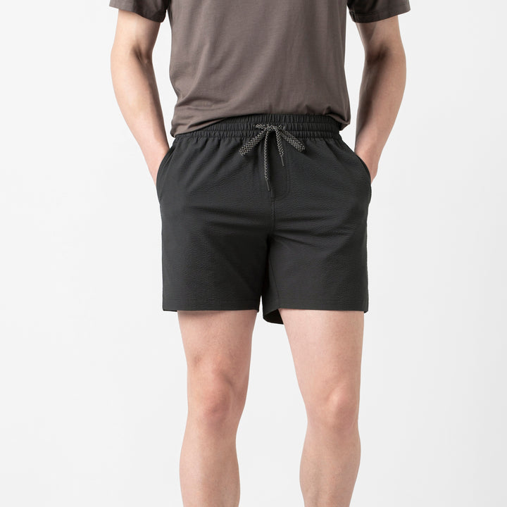 Seersucker Trunk Black front on model
