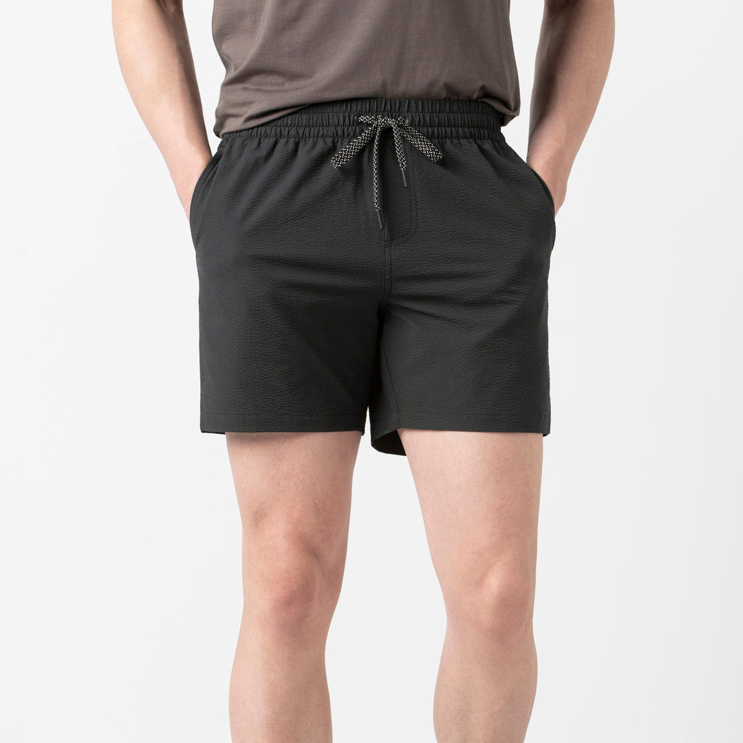 Seersucker Trunk Black front on model
