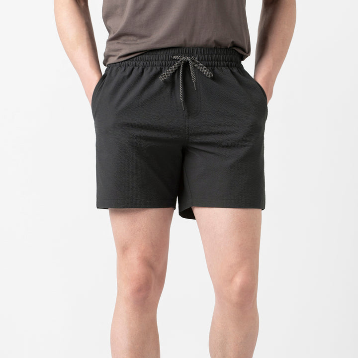 Seersucker Trunk Black front on model