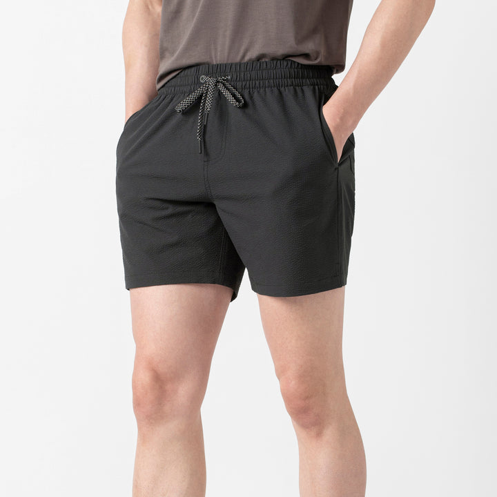 Seersucker Trunk Black side on model