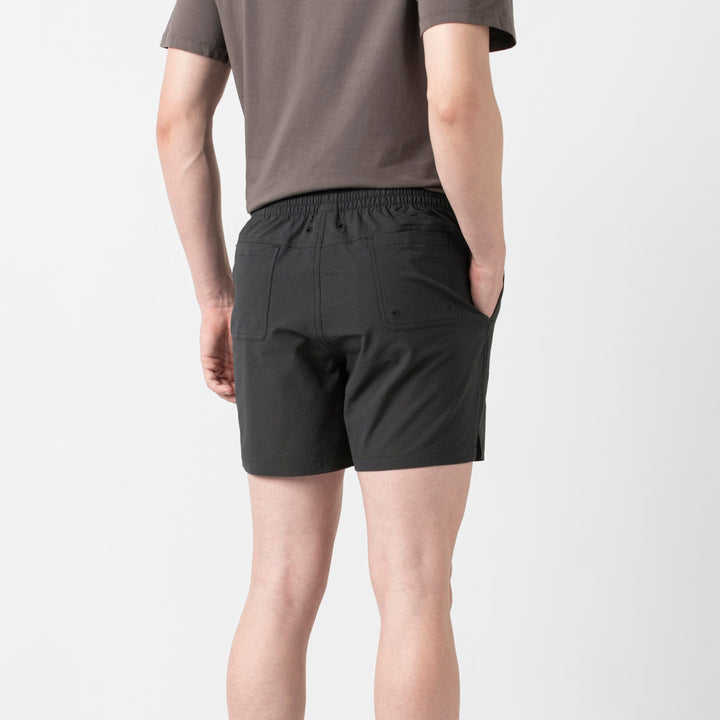 Seersucker Trunk Black back on model