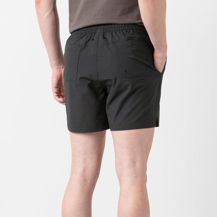 Seersucker Trunk Black back on model