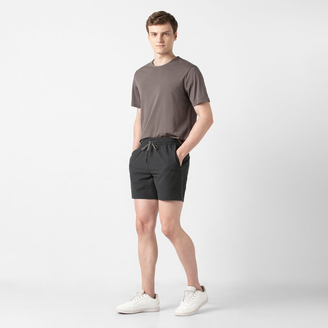 Seersucker Trunk Black full body on model