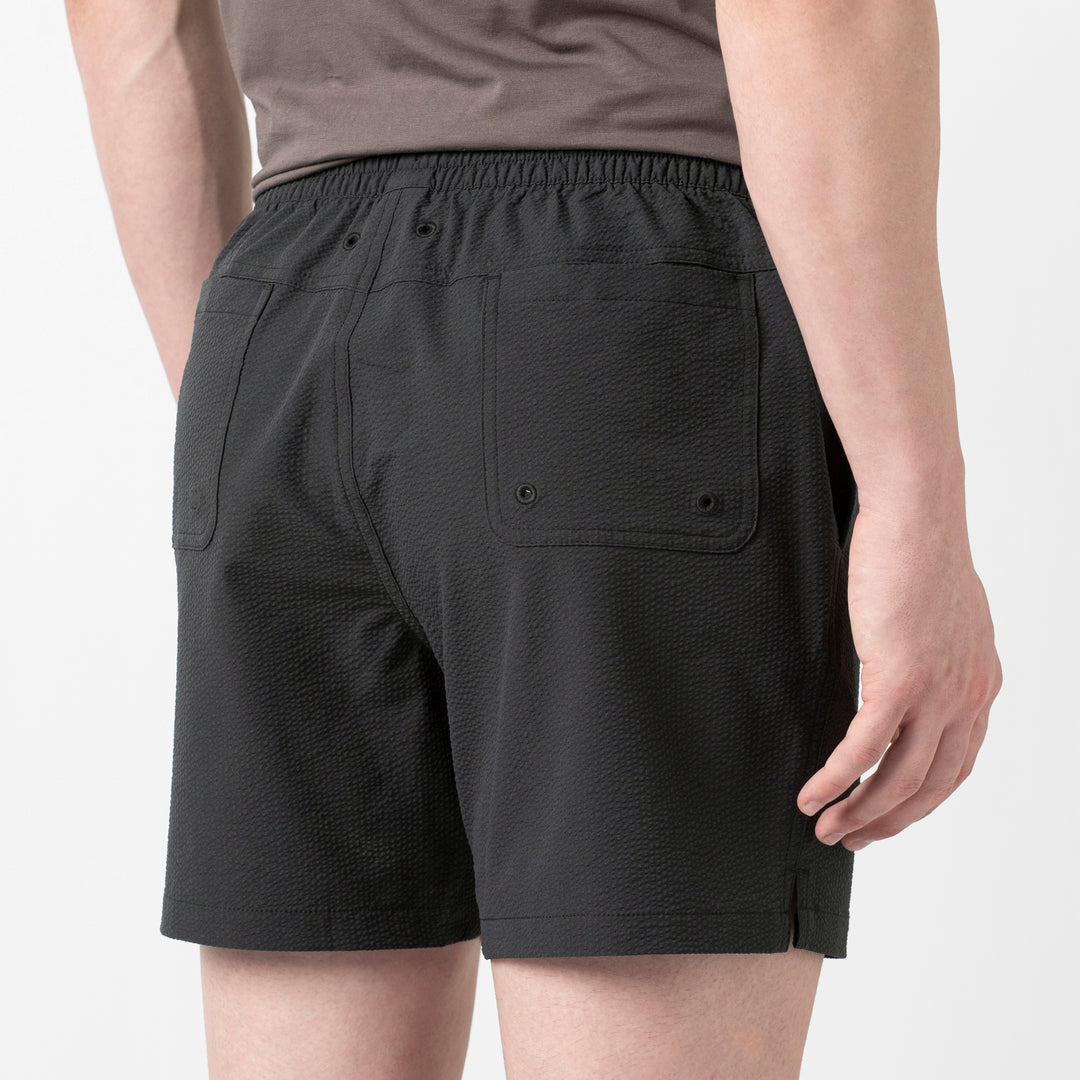 Seersucker Trunk Black close up on model