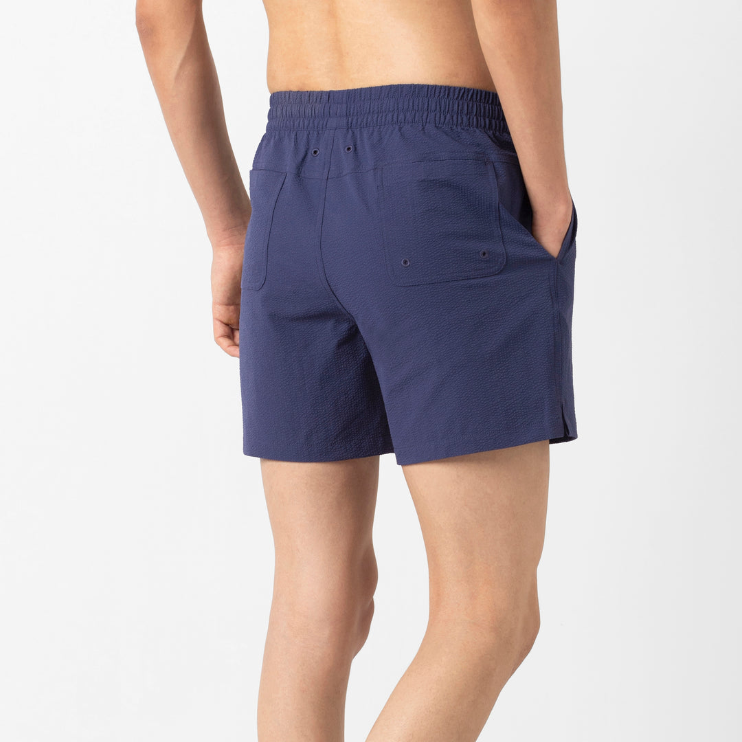 Seersucker Trunk Navy back on model
