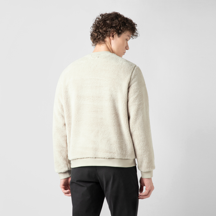 Sherpa Crewneck Bone back on model