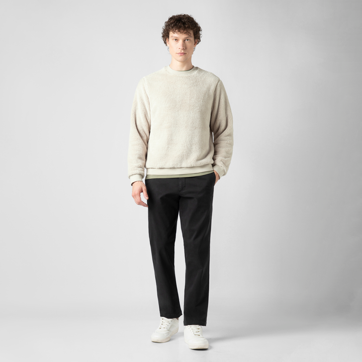 Sherpa Crewneck Bone full body on model