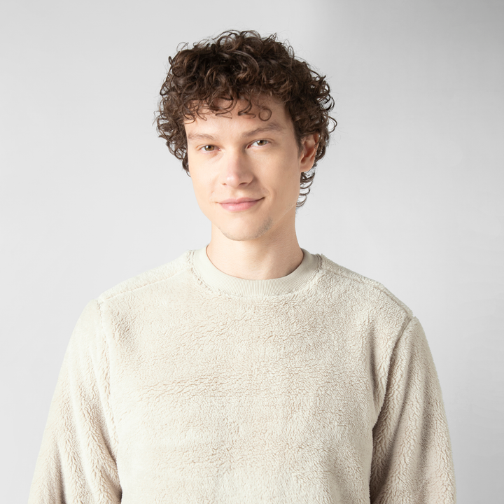 Sherpa Crewneck Bone upper body on model
