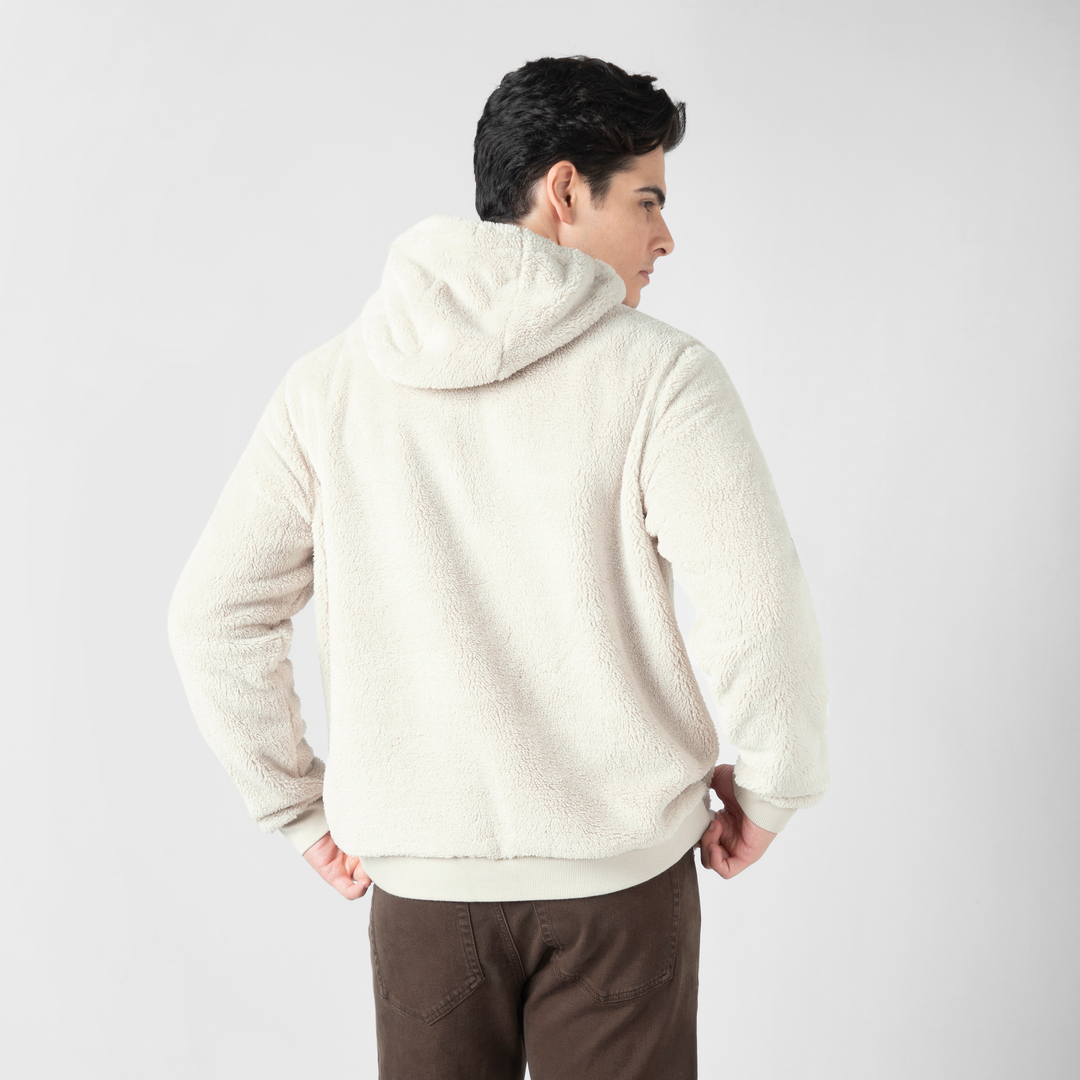 Sherpa Hoodie Bone back on model