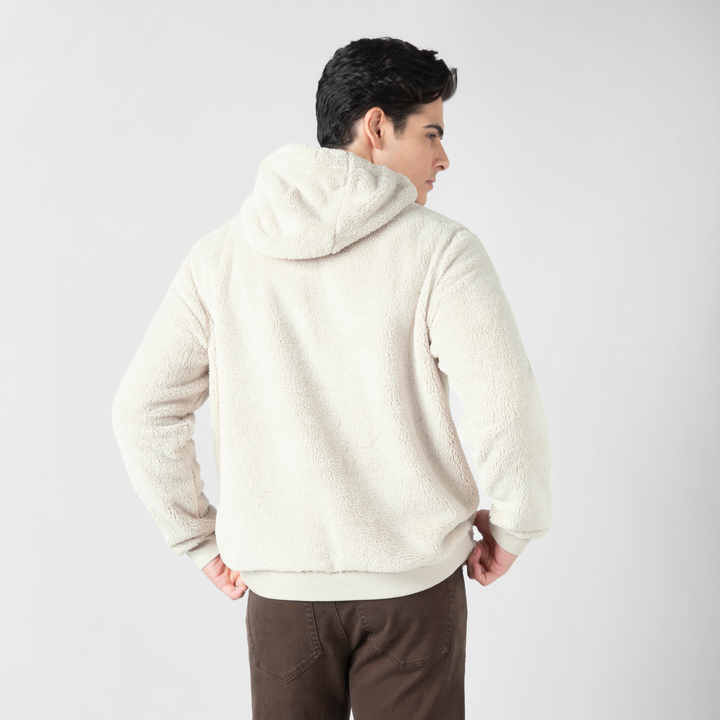 Sherpa Hoodie Bone back on model