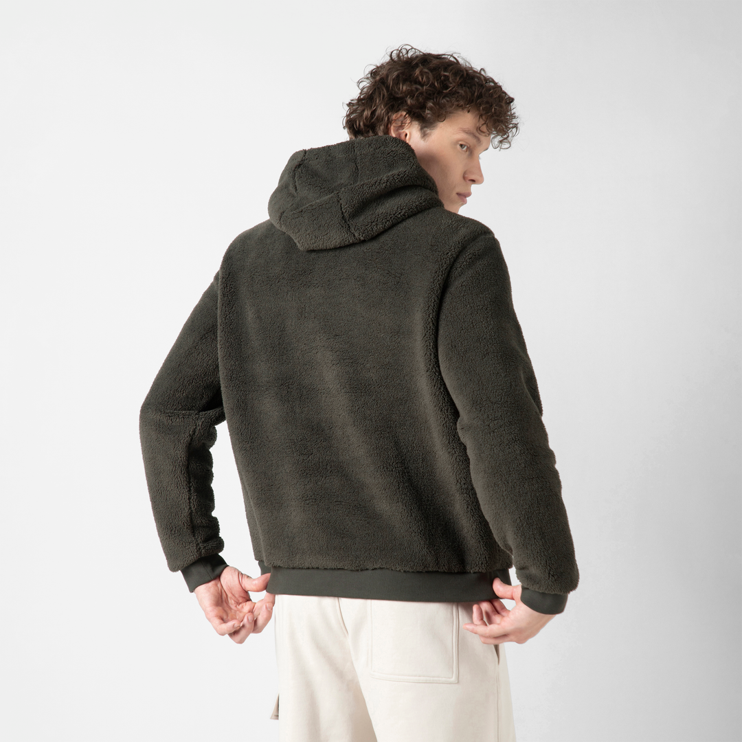 Sherpa Hoodie Shadow back on model