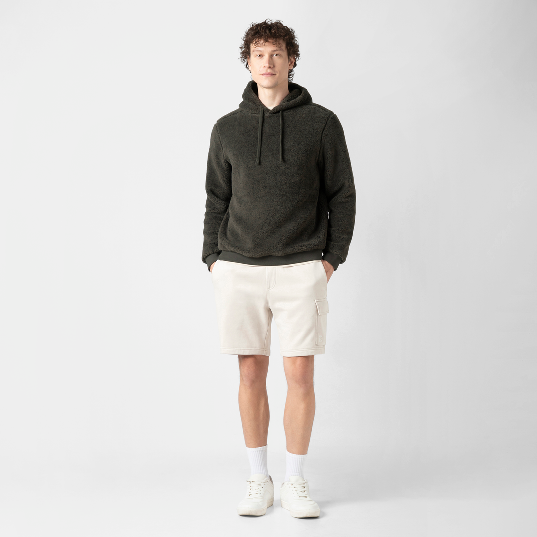 Sherpa Hoodie Shadow full body on model