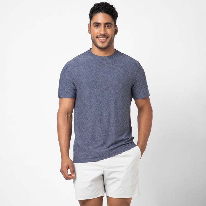 Tech Tee Navy front on model