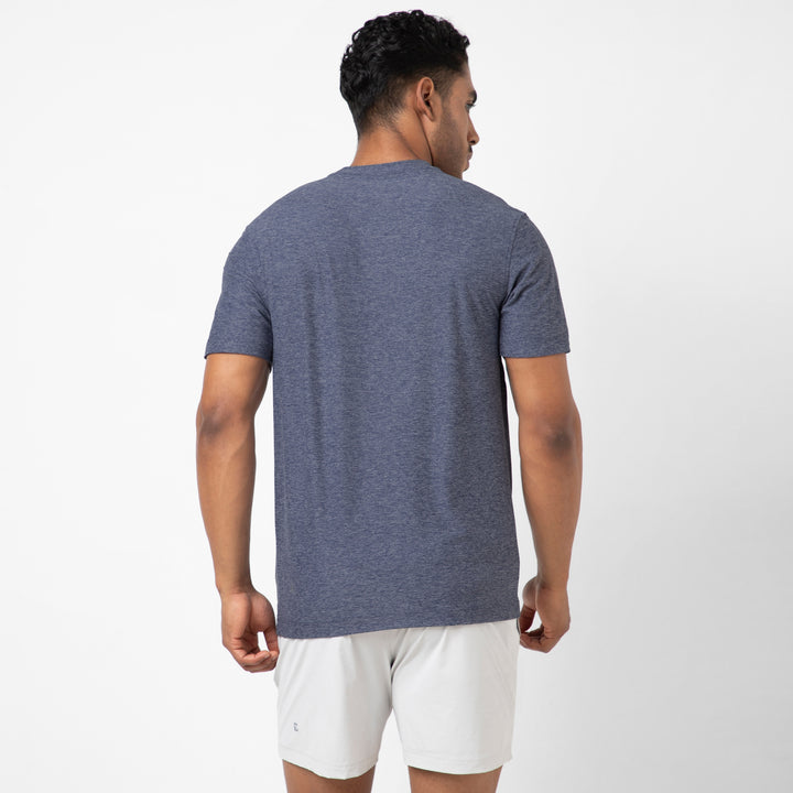Tech Tee Navy back on model