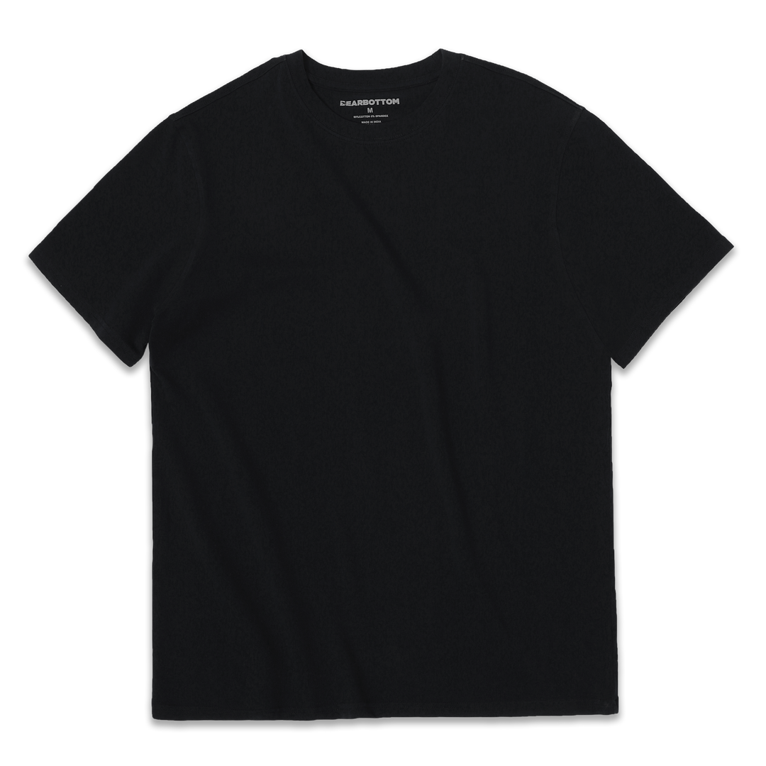 Natural Dye Tee Black front with crewneck and short sleeves